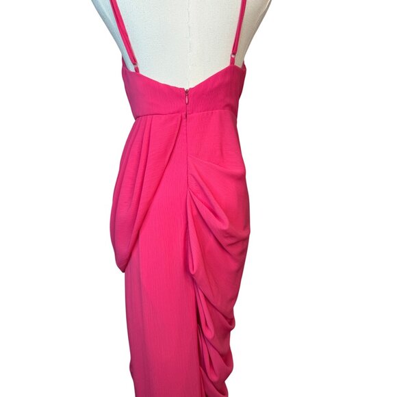 NWT Do+Be Small Hot Pink Sleeveless Ruched Draped Maxi Dress Polyester Lined - Picture 13 of 14